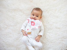 Load image into Gallery viewer, SILLI SWEETS BANDANA BIB SET WITH CUPCAKE TEETHER &amp; STRAP